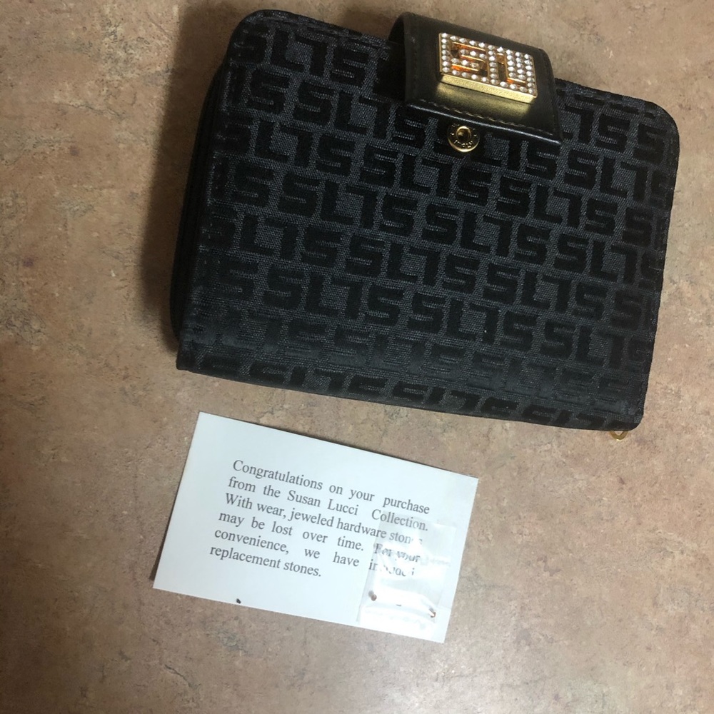 Black Rhinestone Snap Zip Wallet - Picture 10 of 10
